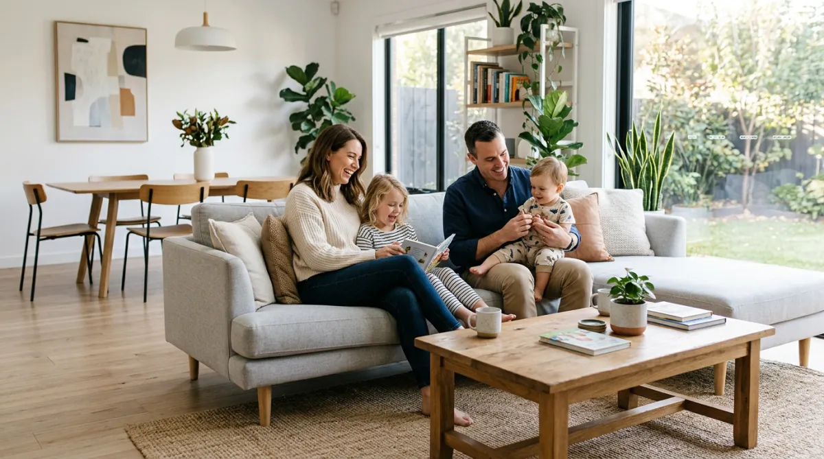 Warm in-home lifestyle photography session with natural light