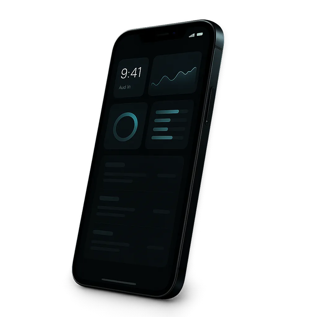 Premium mobile app dashboard on smartphone