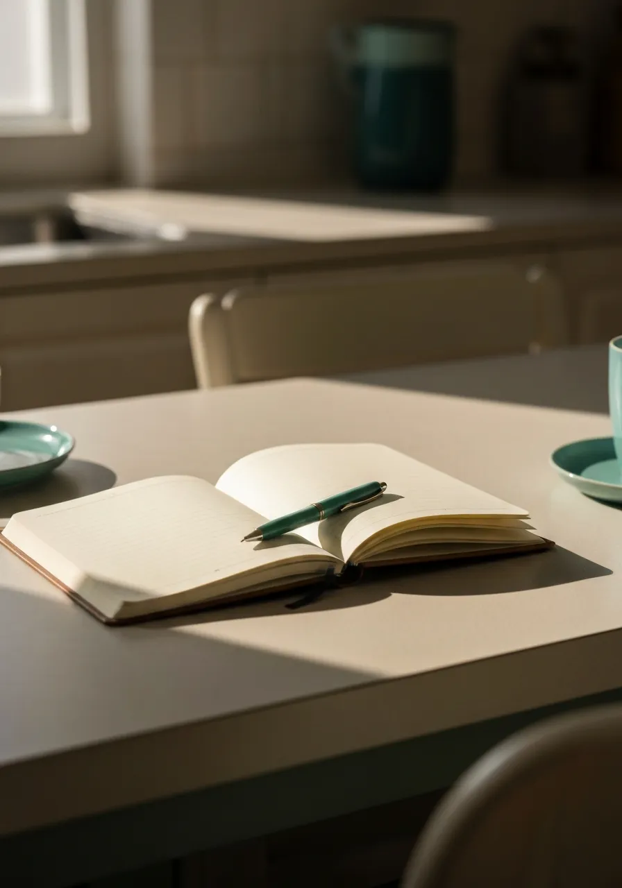 An open journal with a pen resting gracefully on the page