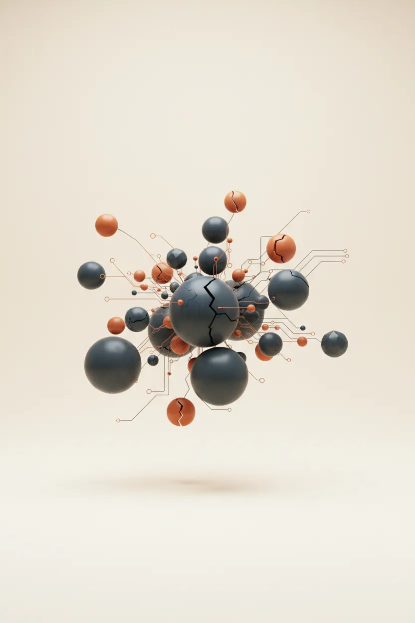 Abstract illustration representing a disconnected technology node, symbolizing digital overwhelm.