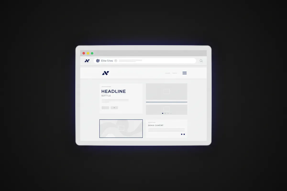 Clean white browser frame UI mockup showing an instant professional website launch on a generated subdomain