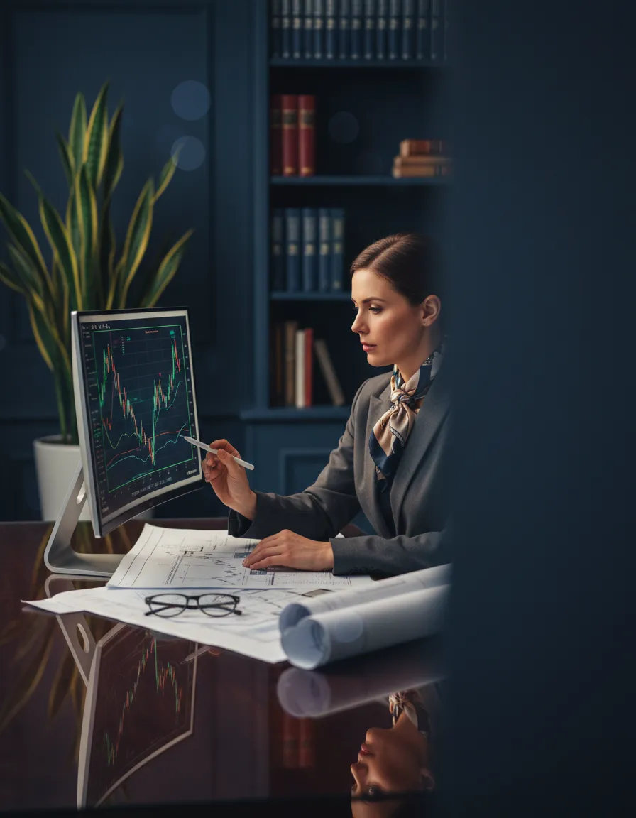 Professional financial advisor analyzing market data