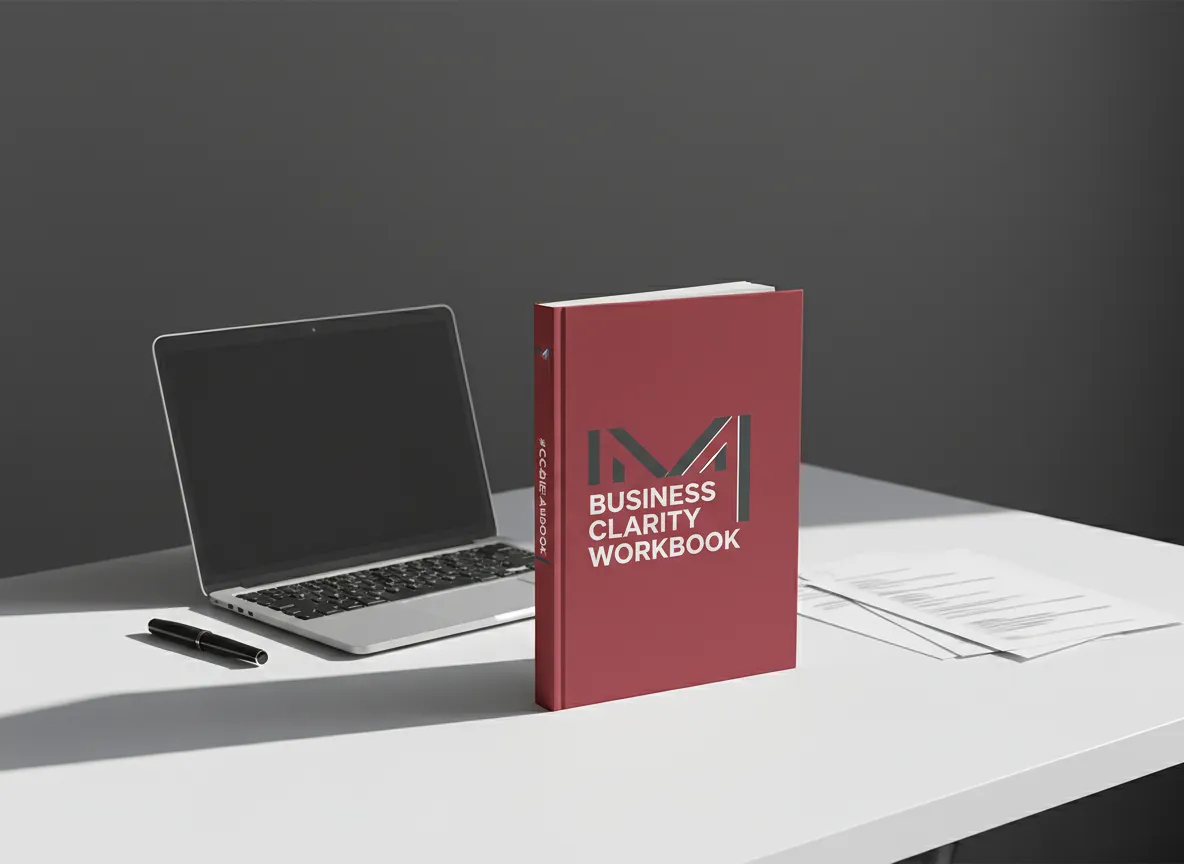 Modern mockup of the Business Clarity Workbook for the 1 Million CEOs Movement