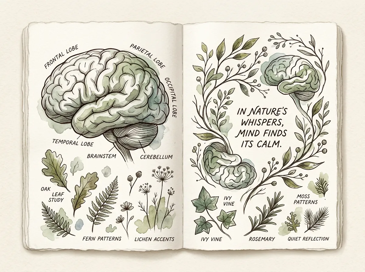 Elegant watercolour learning scene with open journal notebook and subtle botanical elements