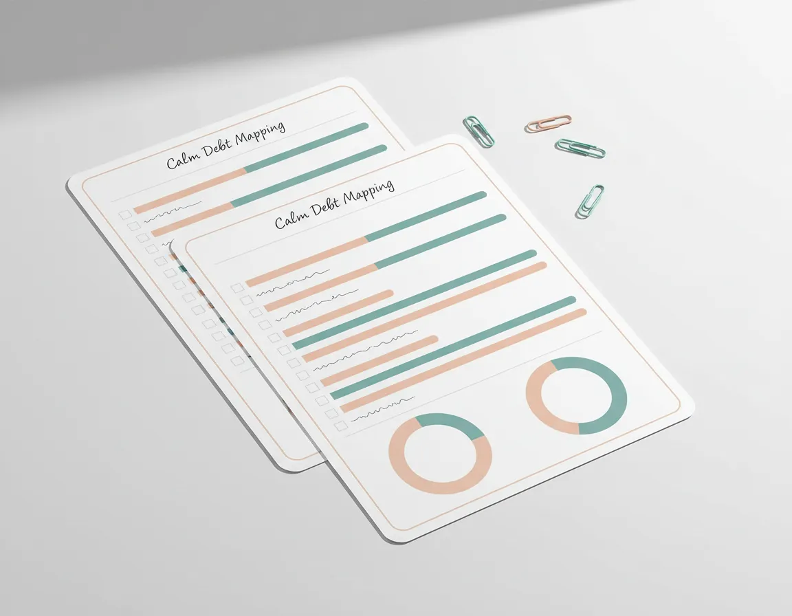 Calm Debt Mapping printable spread