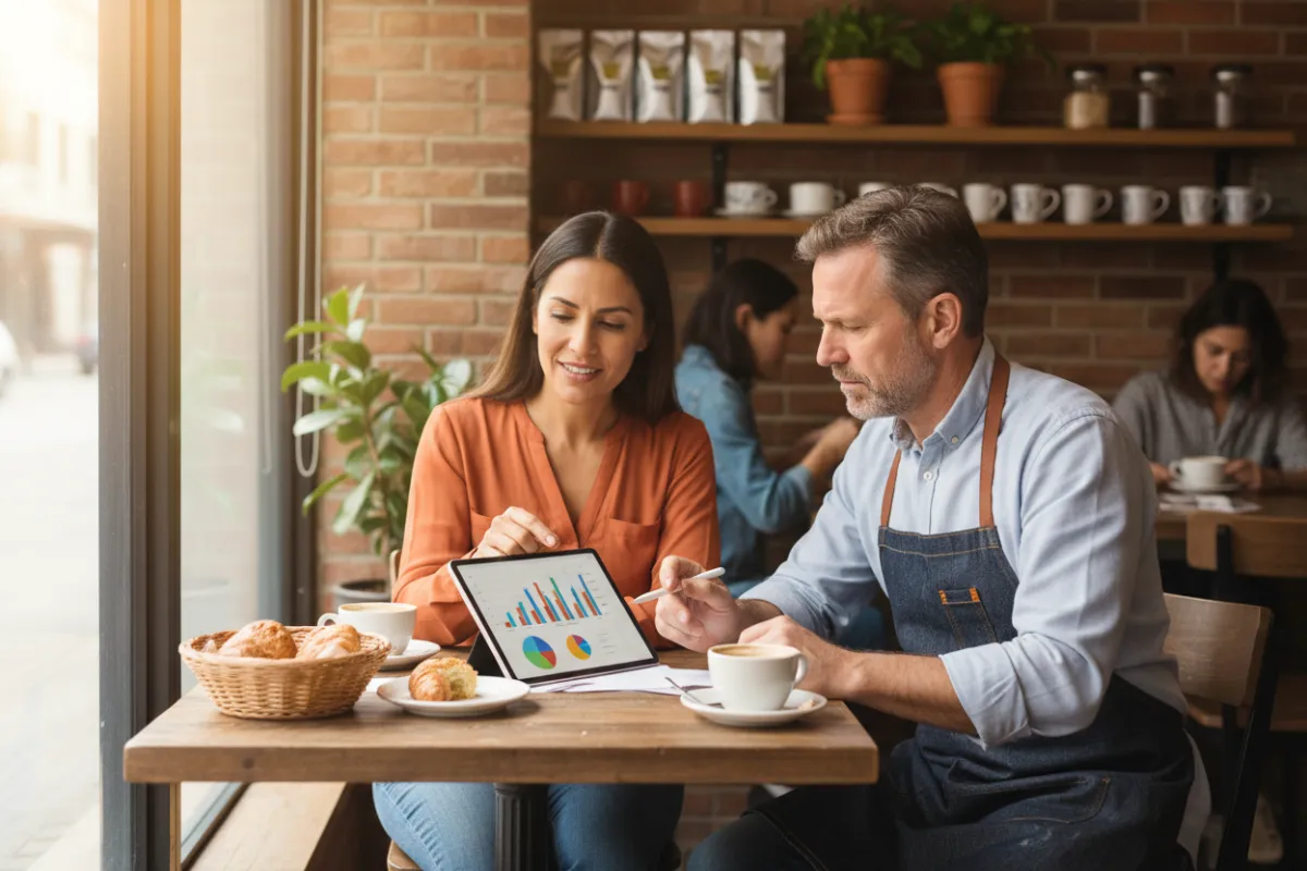 Business owner and team