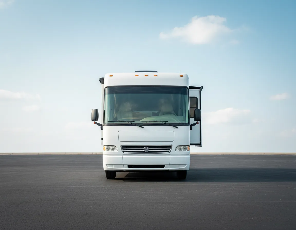 Clean white motorhome after professional RV wash and wax