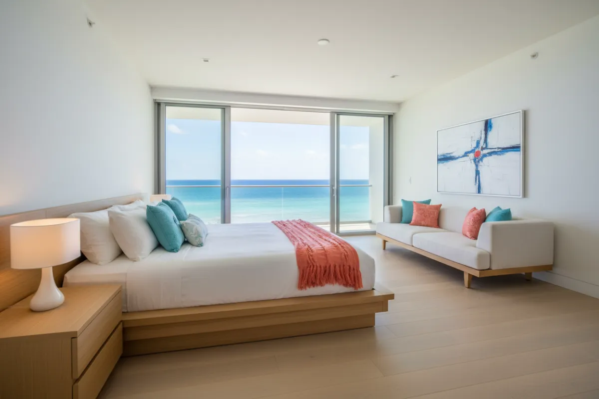Sleek modern condo with ocean view