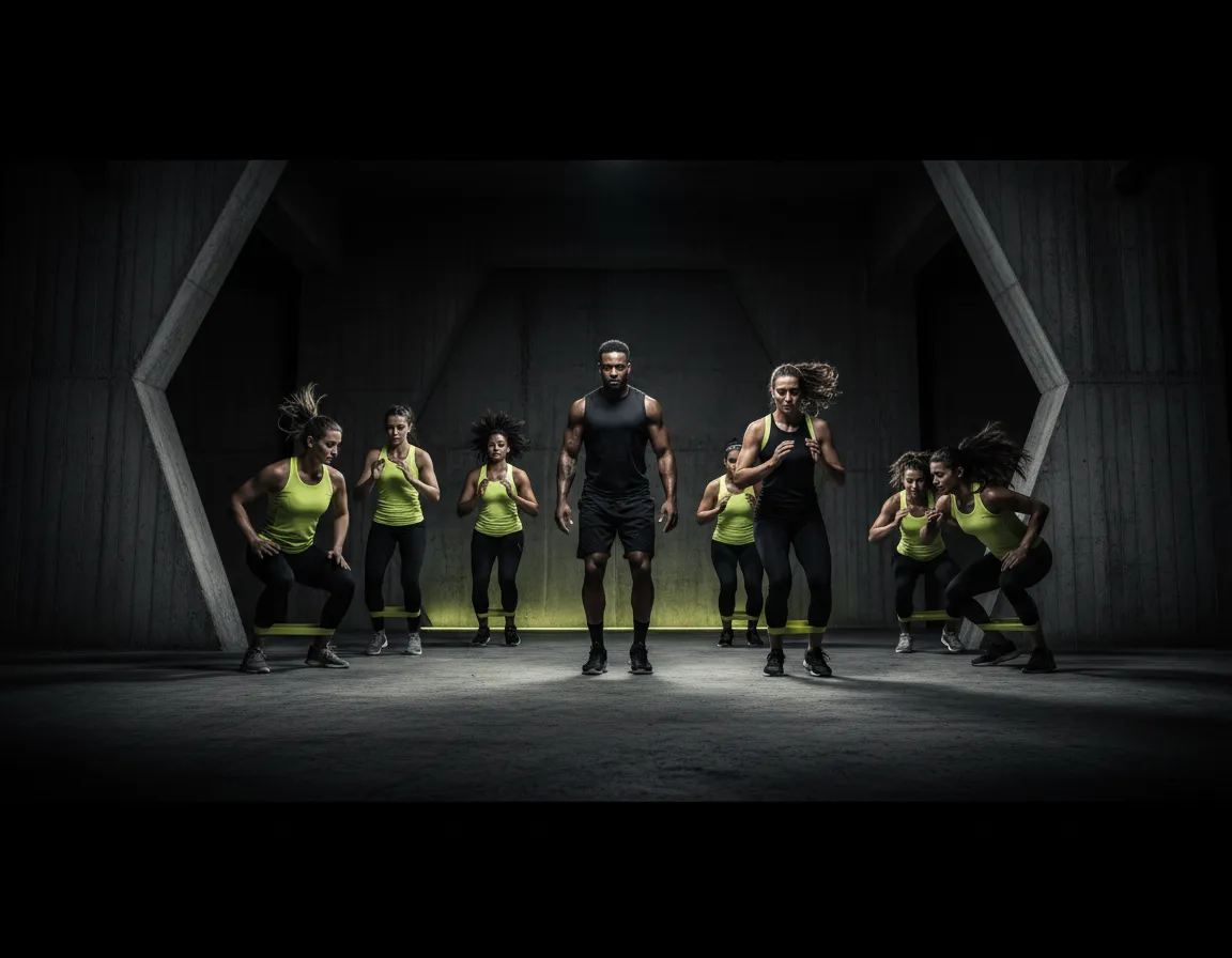 High intensity fitness class in action