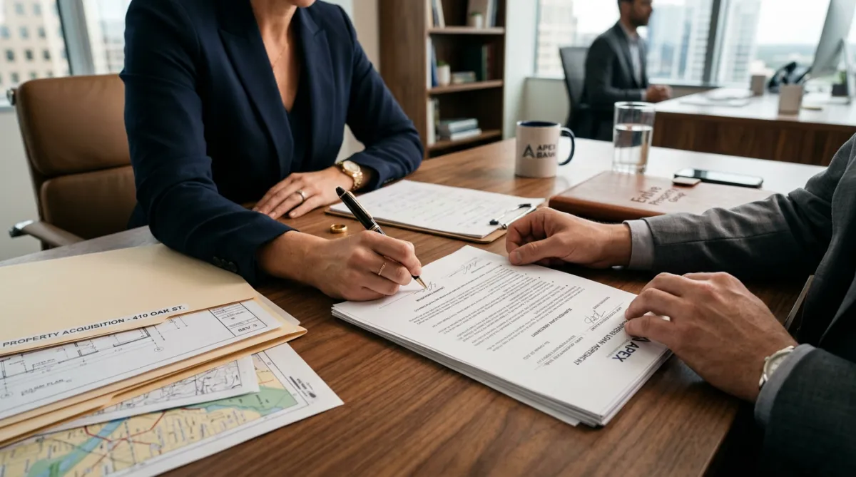 Signing business loan agreement document