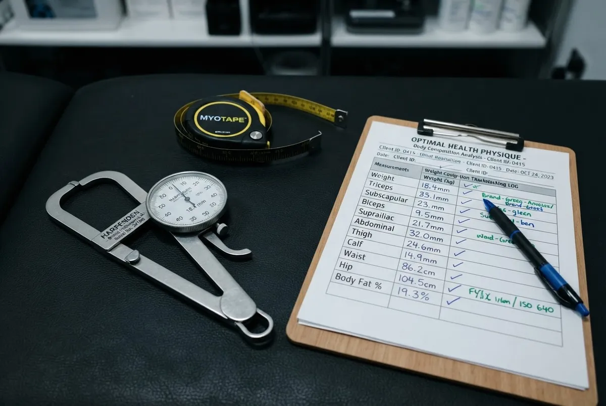 Accurate skinfold calipers and circumference body tracking diagnostics