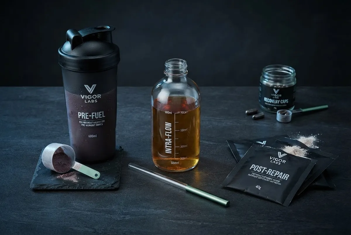 Strategic peri-workout nutrient timing and recovery supplementation setup
