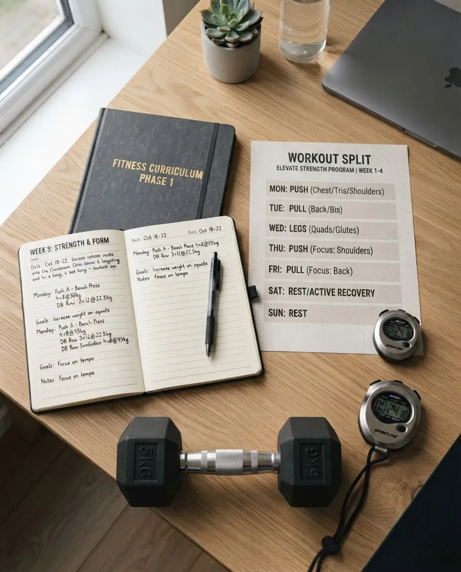 Workout plan and training split sheet