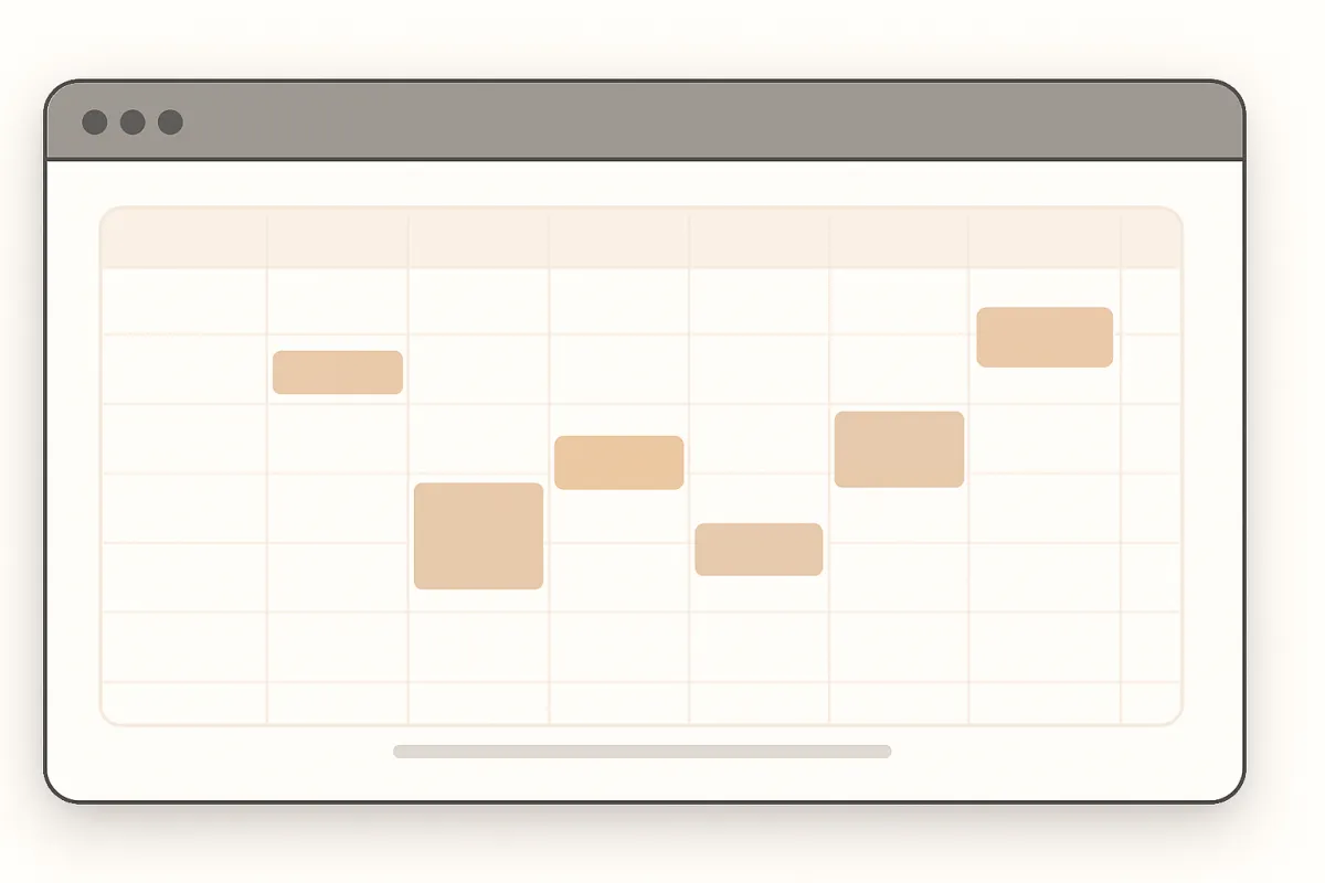 Interactive sandbox preview showing simulated salon bookings timeline UI