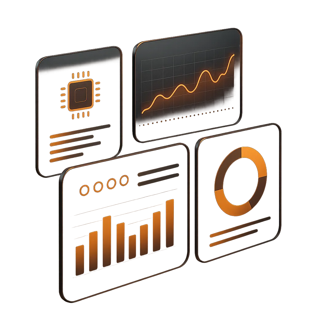 Sleek dark-mode AI dashboard interface cutout