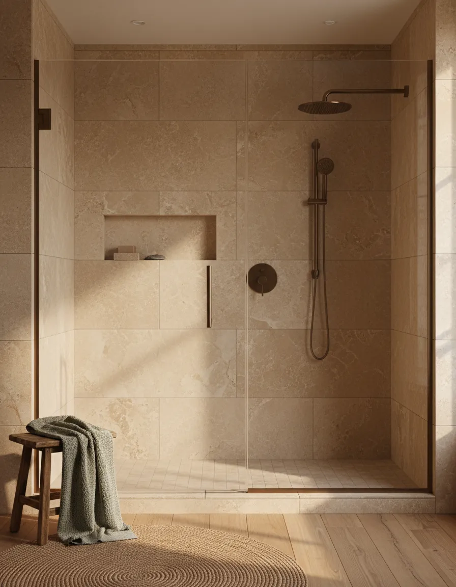 Walk-in shower bathroom — River Bend Bliss