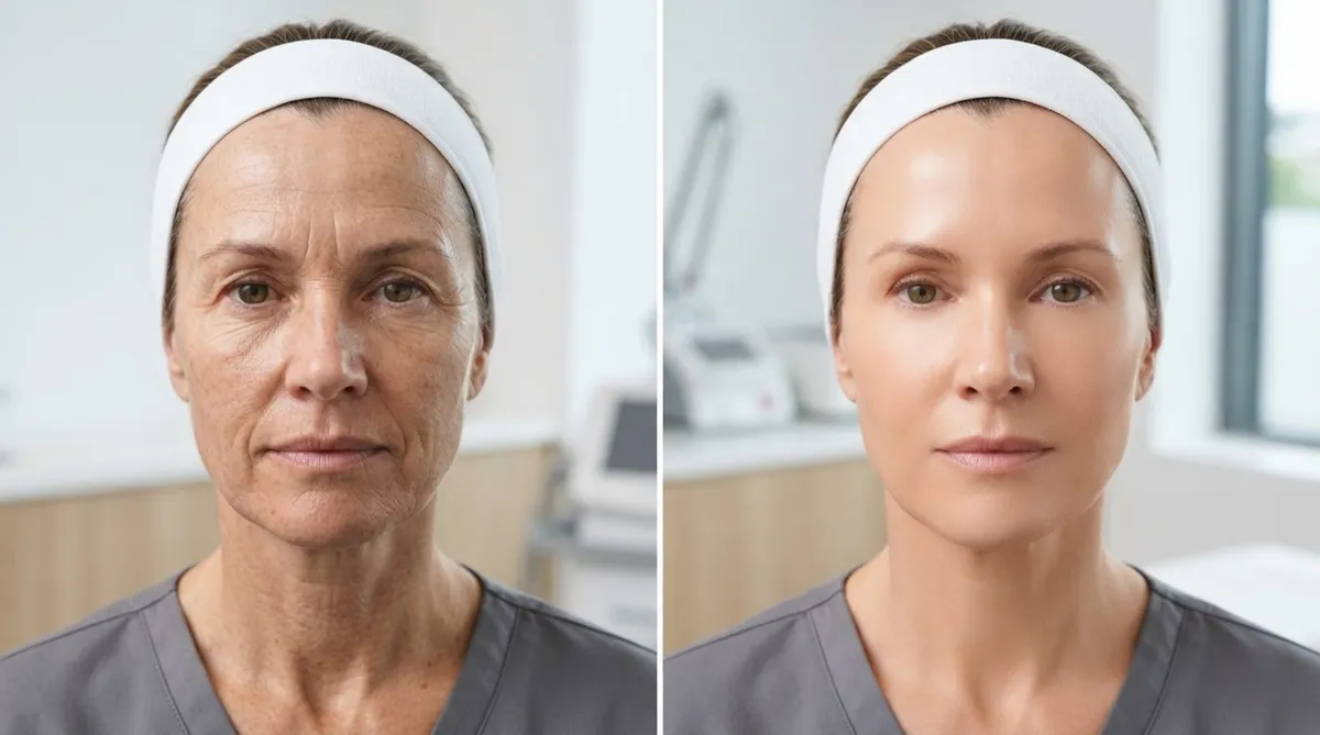 Skin rejuvenation laser resurfacing before and after comparison