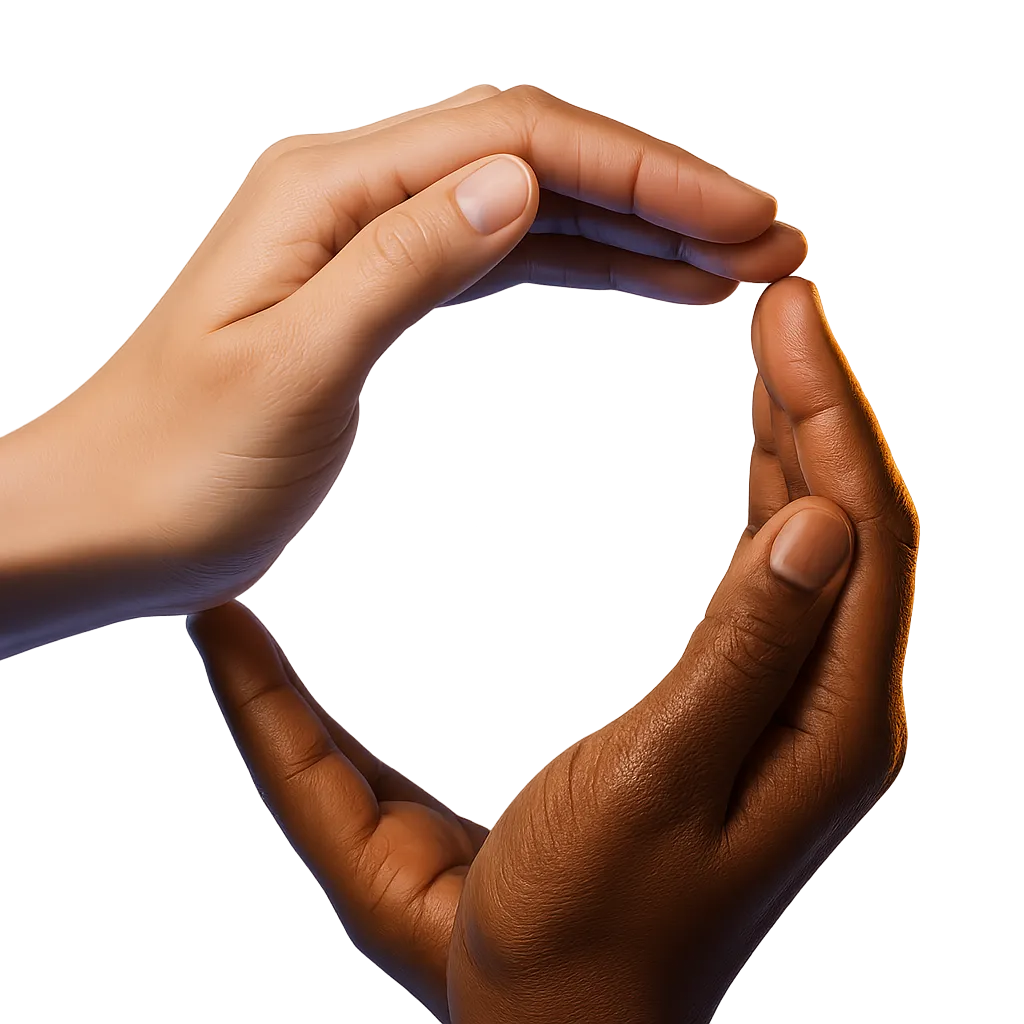 Protective hands symbolizing security and trust