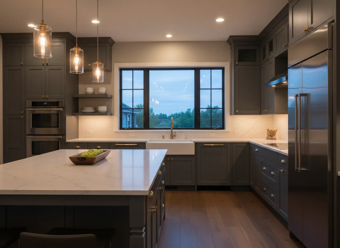 Legacy Carpentry & Remodeling custom kitchen remodel with sleek lighting