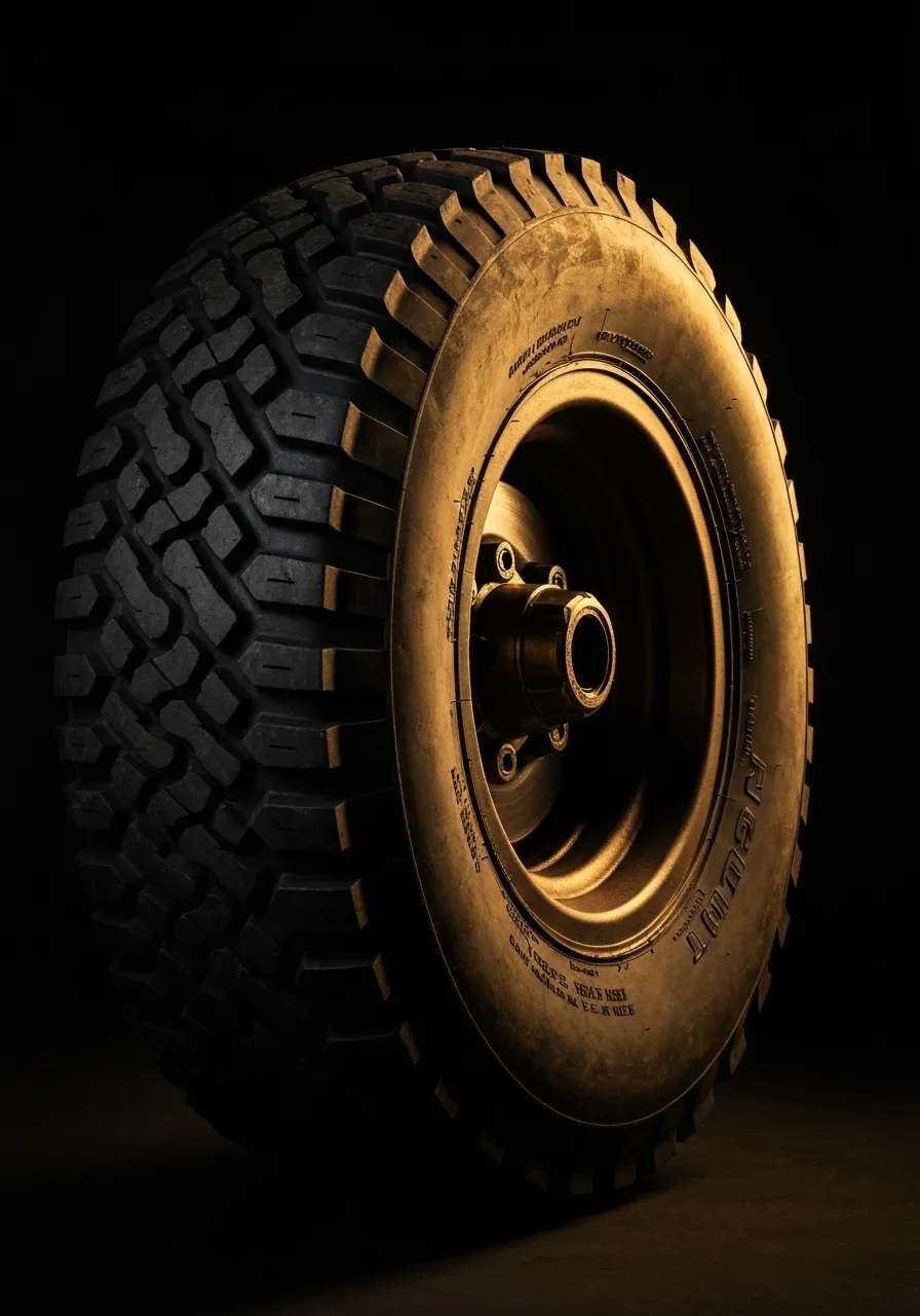 Close up of heavy duty tires and wheels