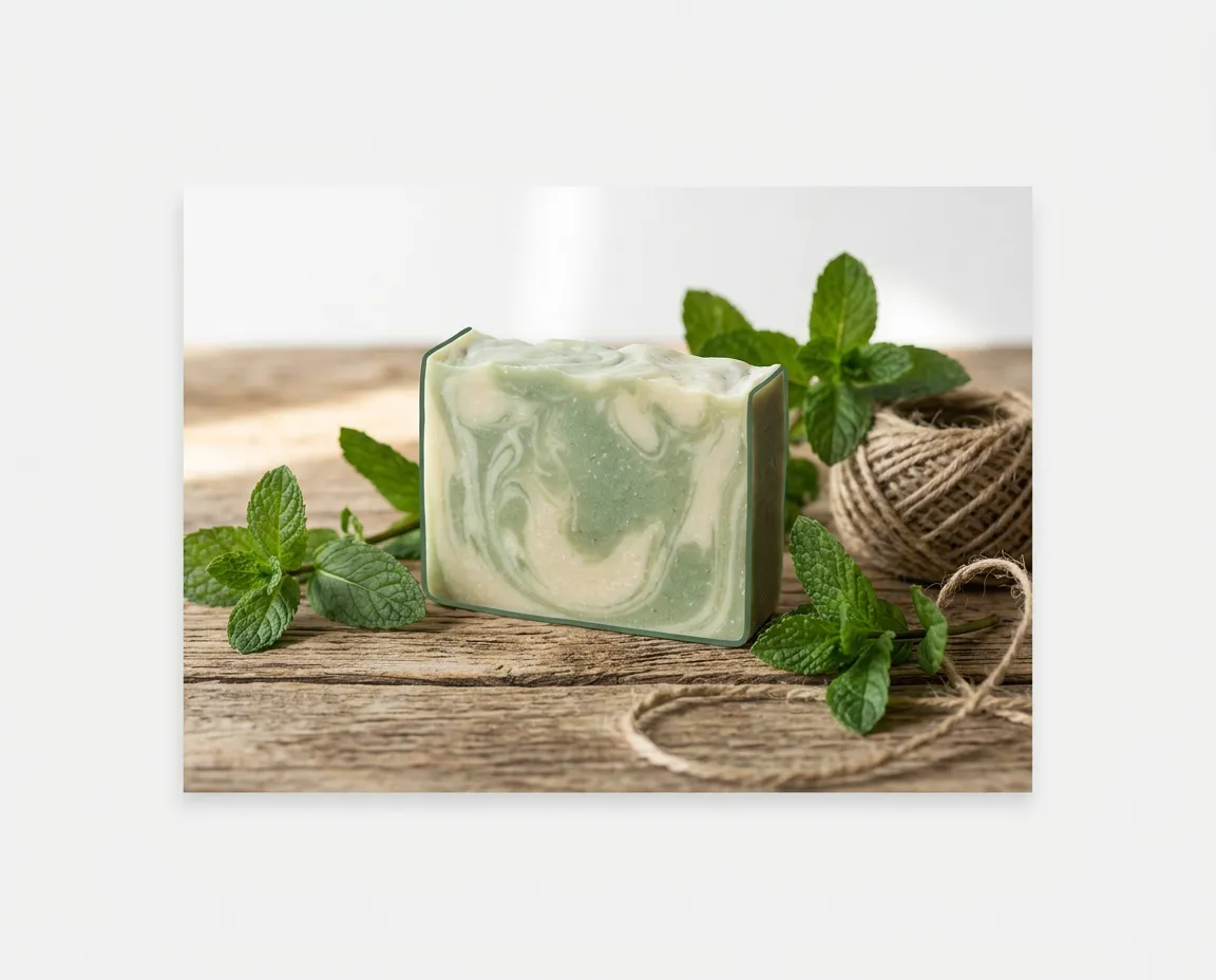 Signature Mint and Cream Artisanal Soap Bar handcrafted in Richmond BC