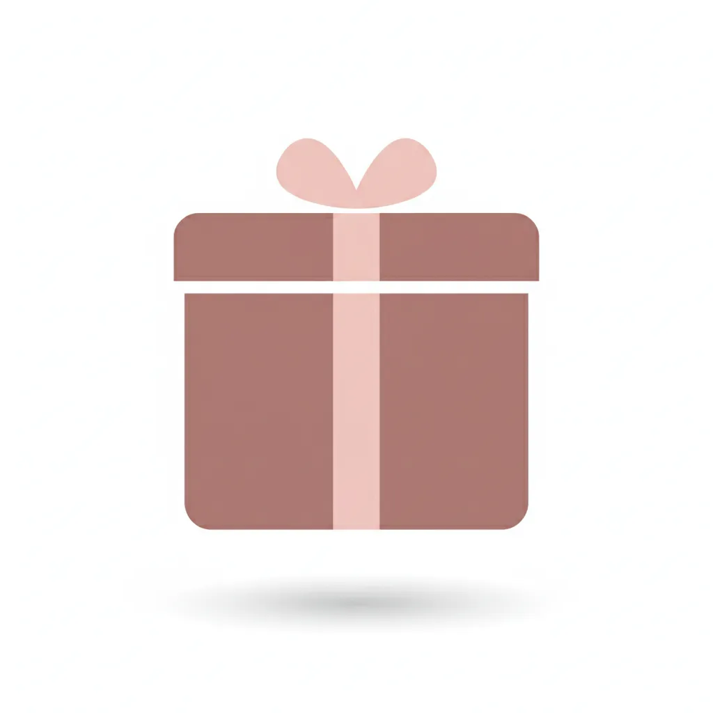 Gift box icon or photo in #A87676 on a white background.