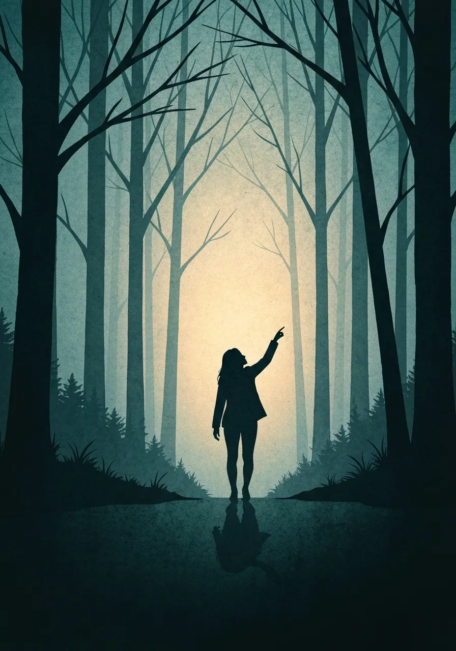 Evocative illustration depicting the feeling of stepping out of the shadows
