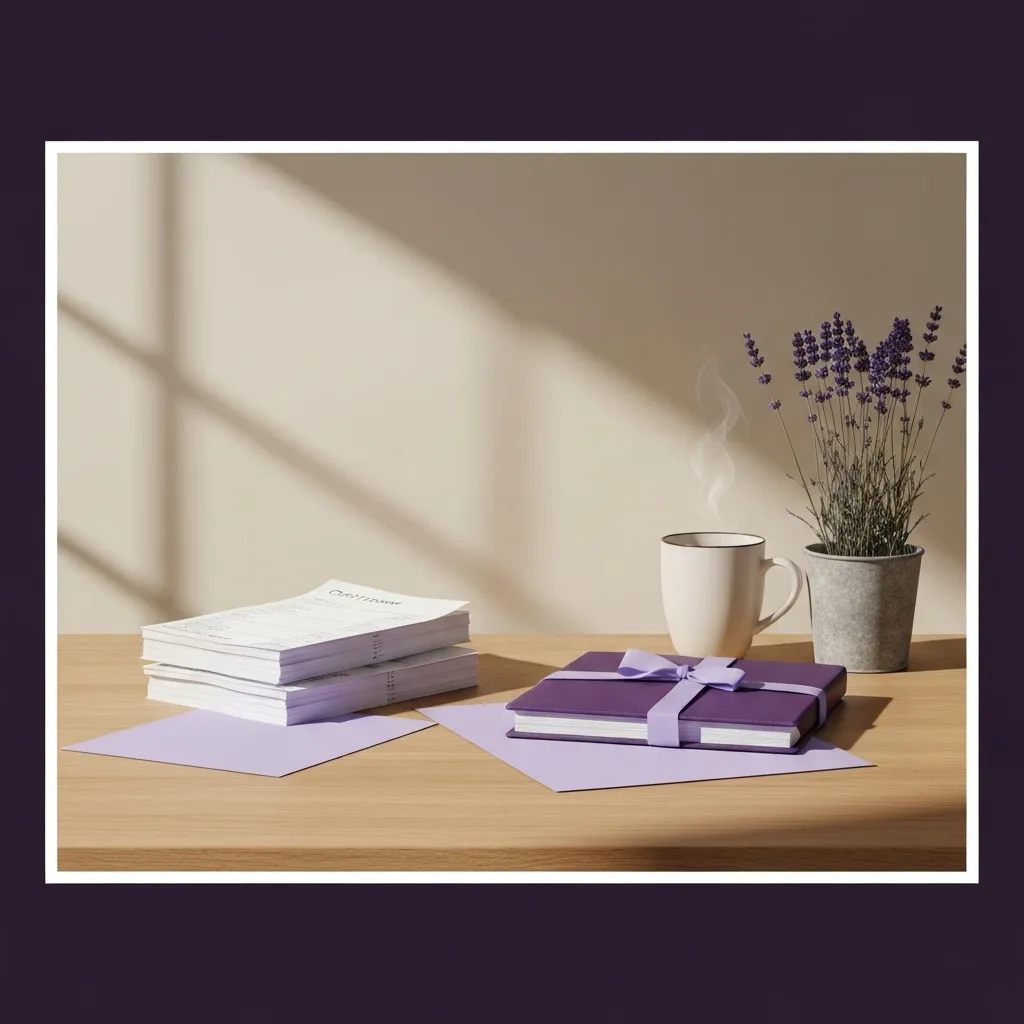 Woman looking relieved at an organized home desk
