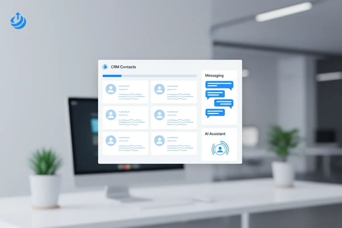 Social-Local dashboard interface with CRM, messaging, and AI tools