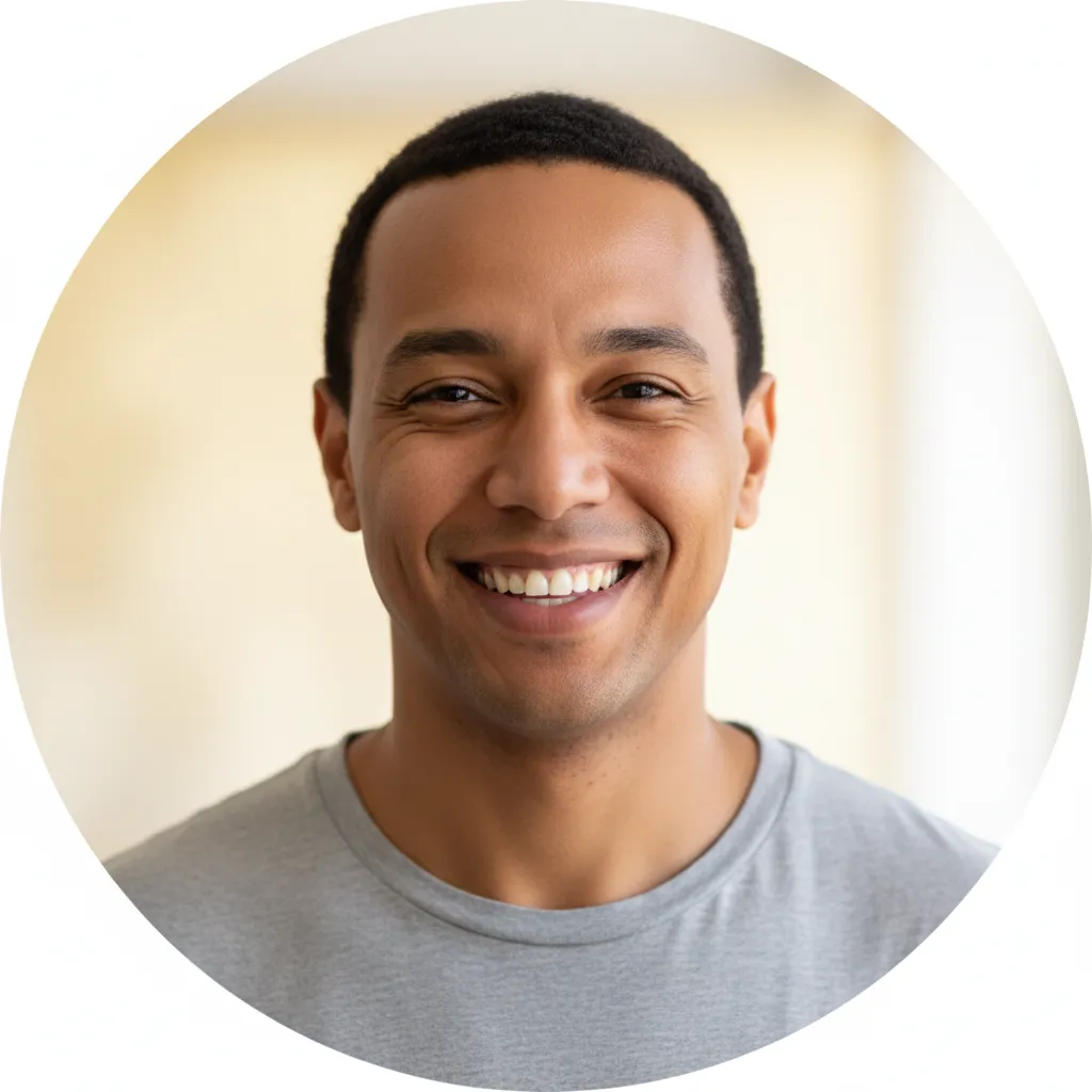 Smiling customer testimonial portrait