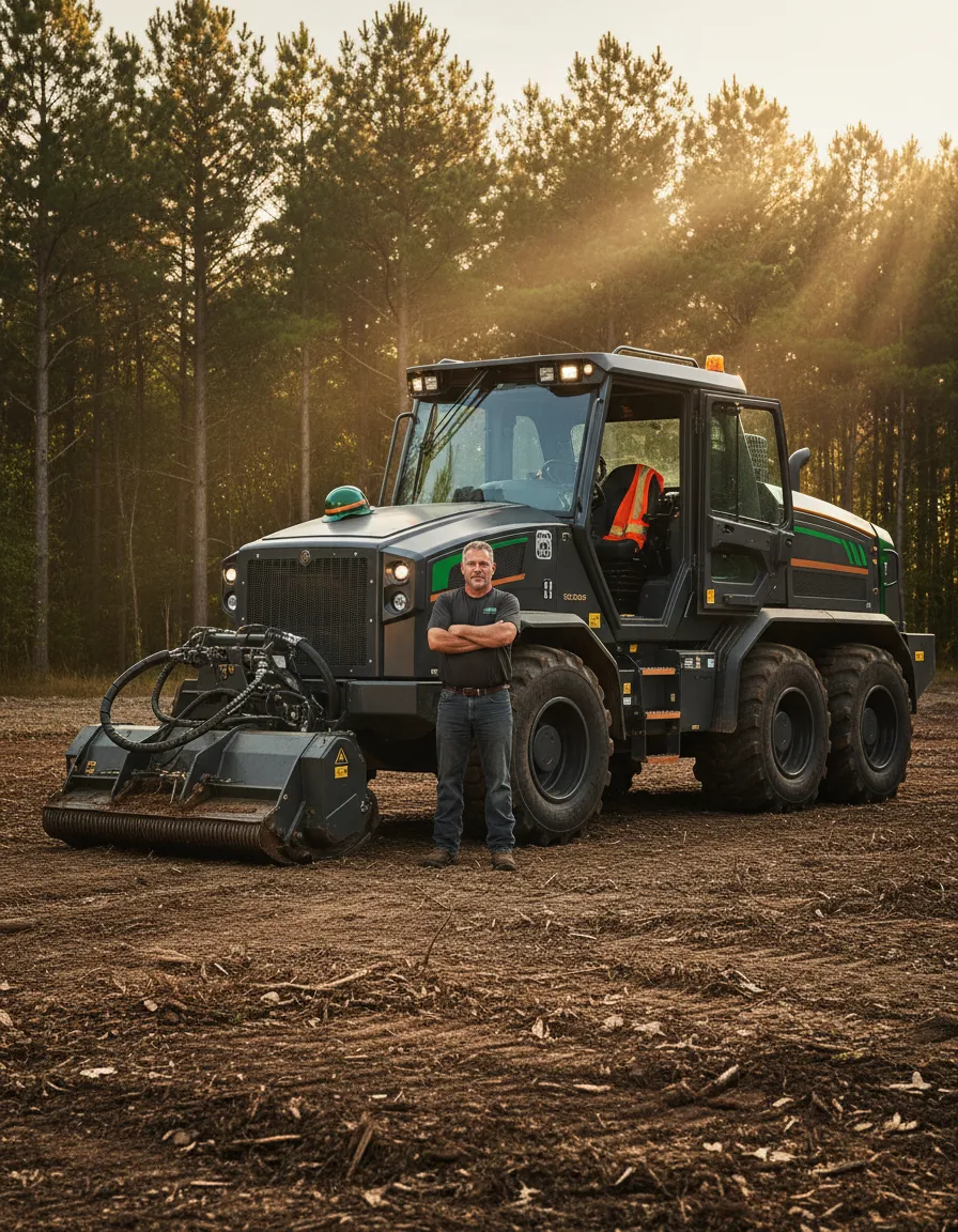 Stan Wright on site with Wright Way Land Management heavy equipment