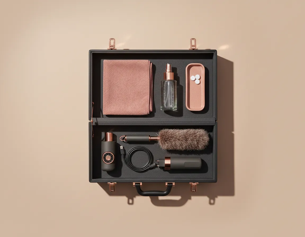 Professional cleaning kit tools laid out
