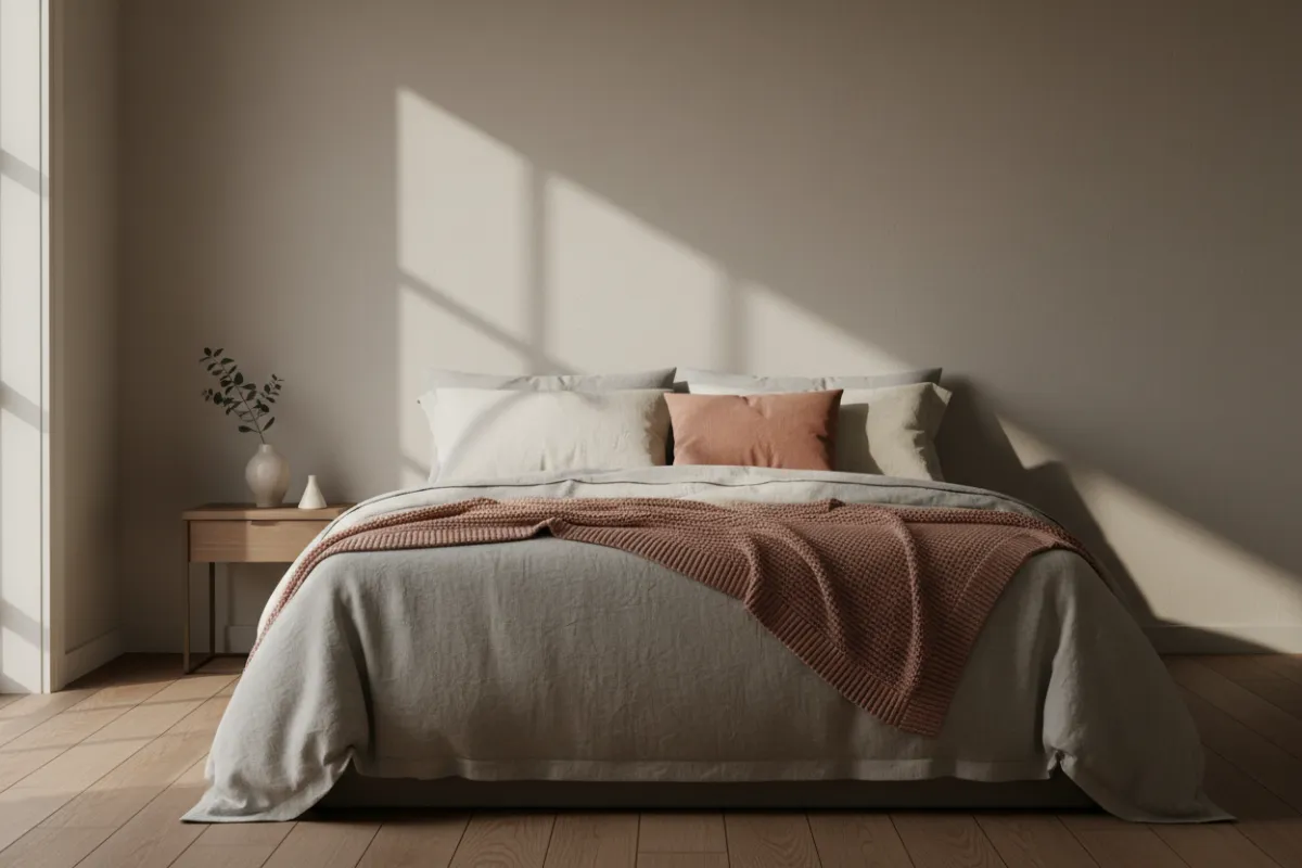 A serene bedroom, freshly cleaned and organised