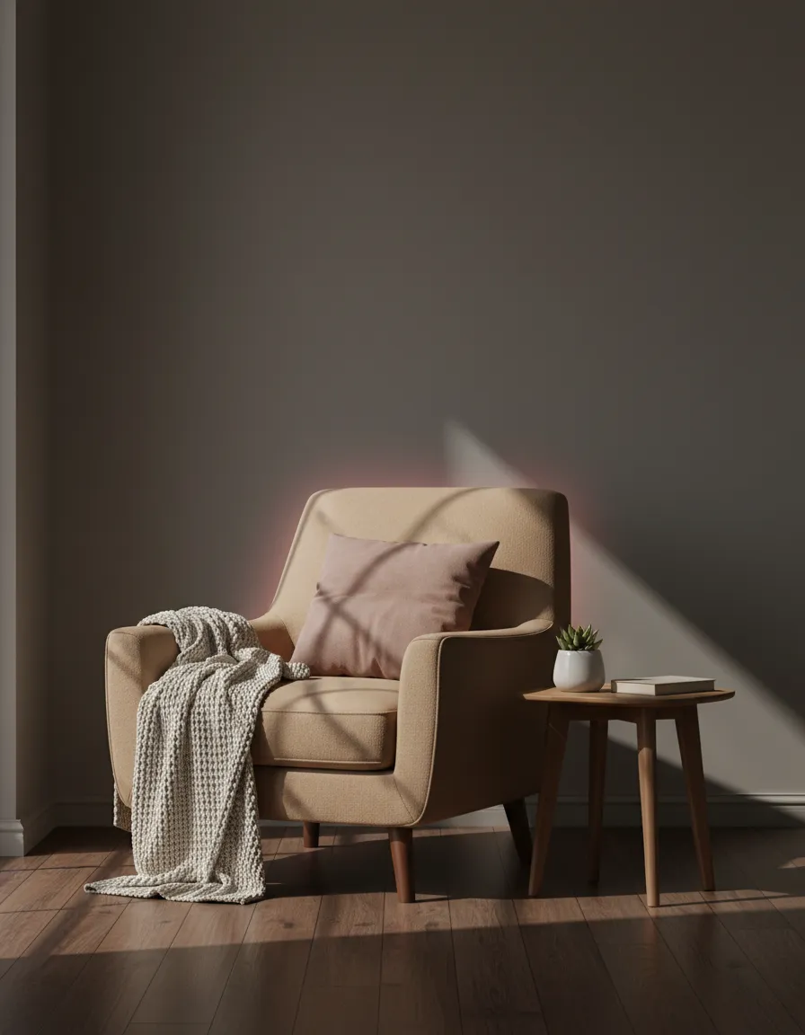 A clean, peaceful living room corner