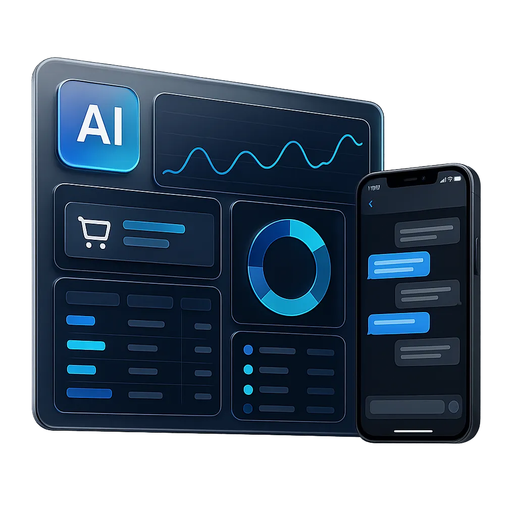 AI Dashboard and Chatbot Interface Composite