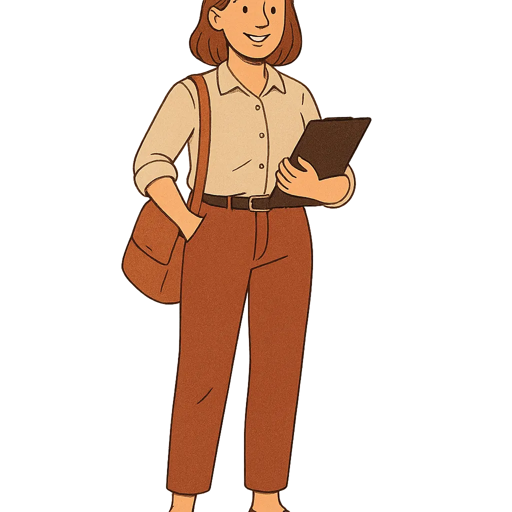 Full-body character cutout of Hattie