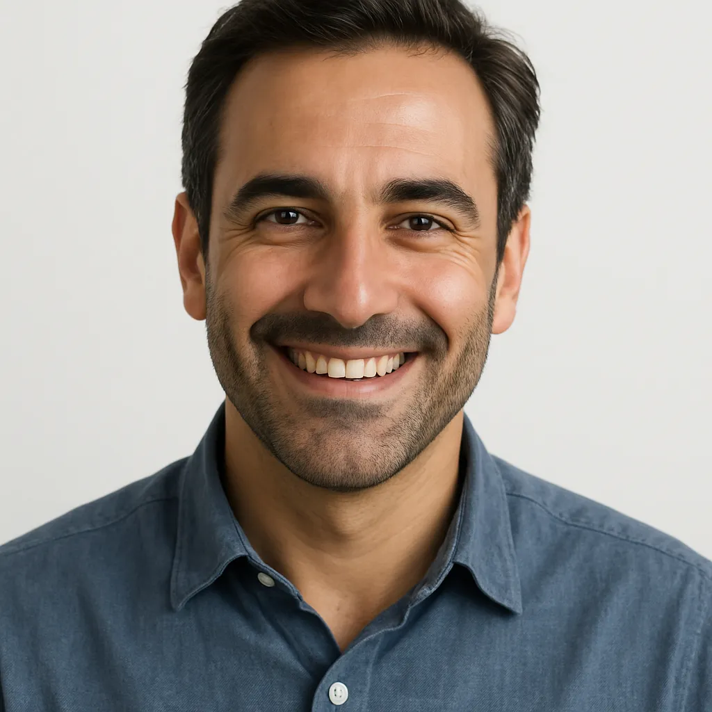 Smiling male customer portrait