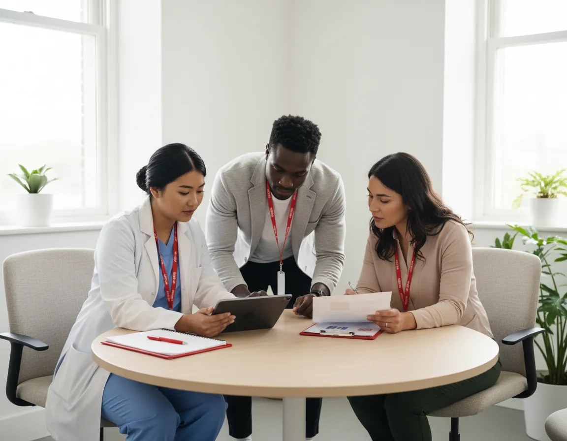 Care team reviewing care plan together