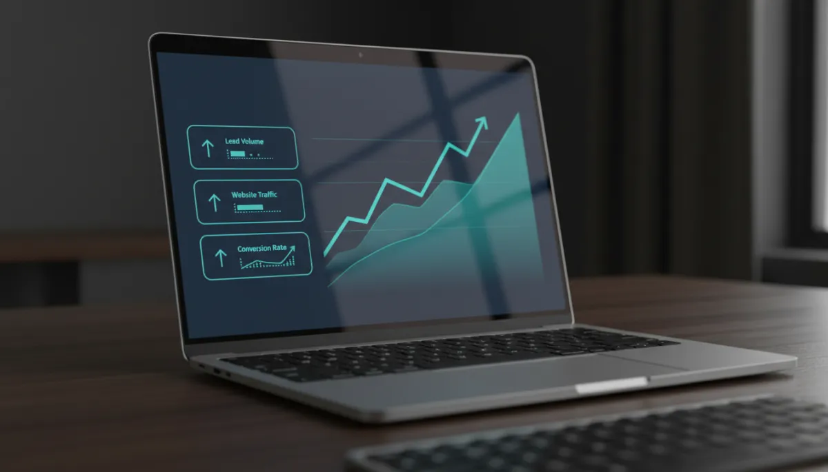 Analytics dashboard showing upward marketing performance trend