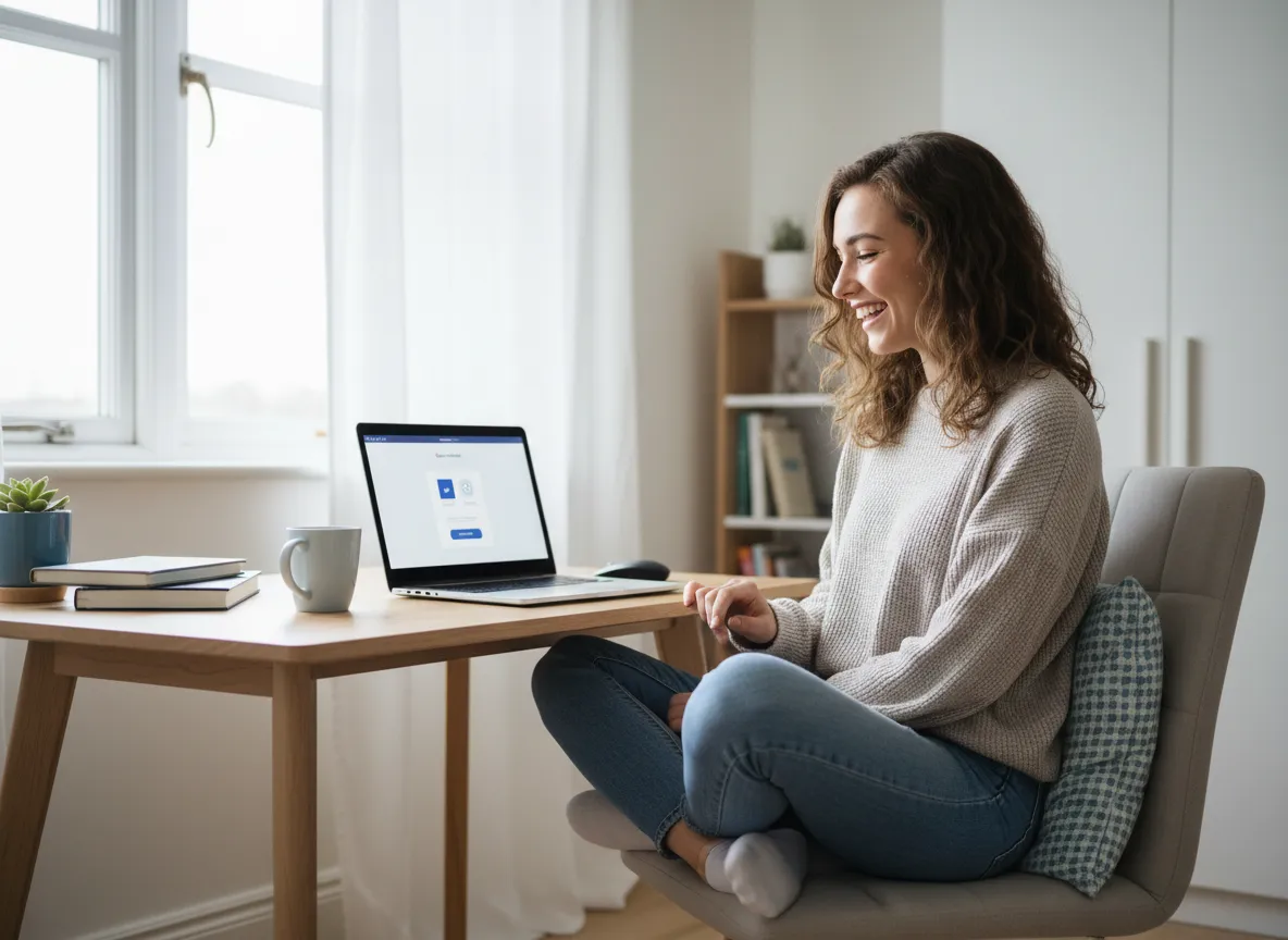 Student booking a cleaning subscription on a laptop