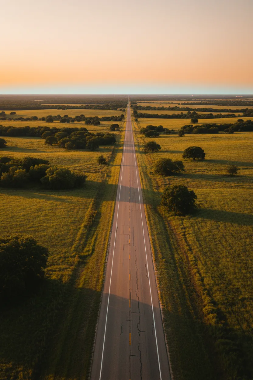 Editorial photo of a local Texas highway and rural landscape representing our service area