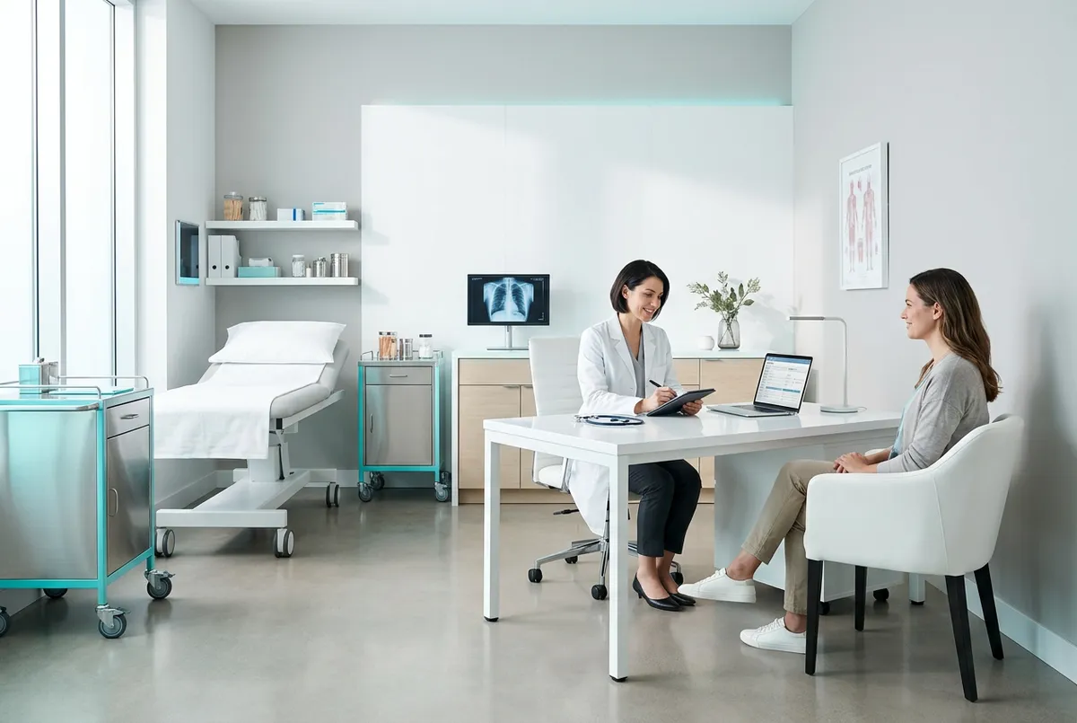Modern pristine health clinic consultation room