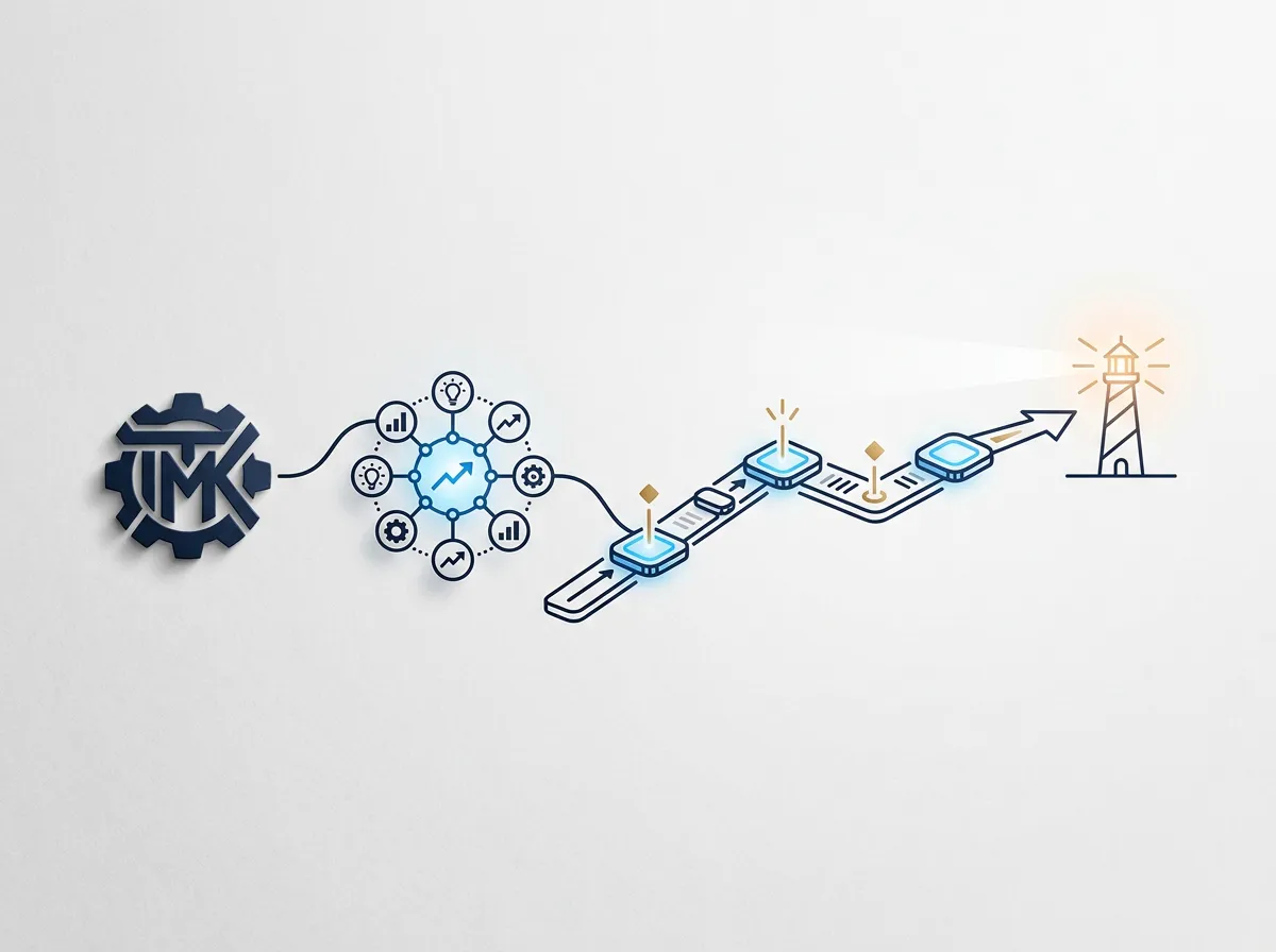 Business pathway illustration showing a business need and a path forward