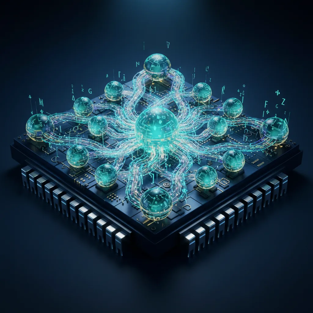 Visual schematic representing Quantum-Safe built-in encryption on processor chips