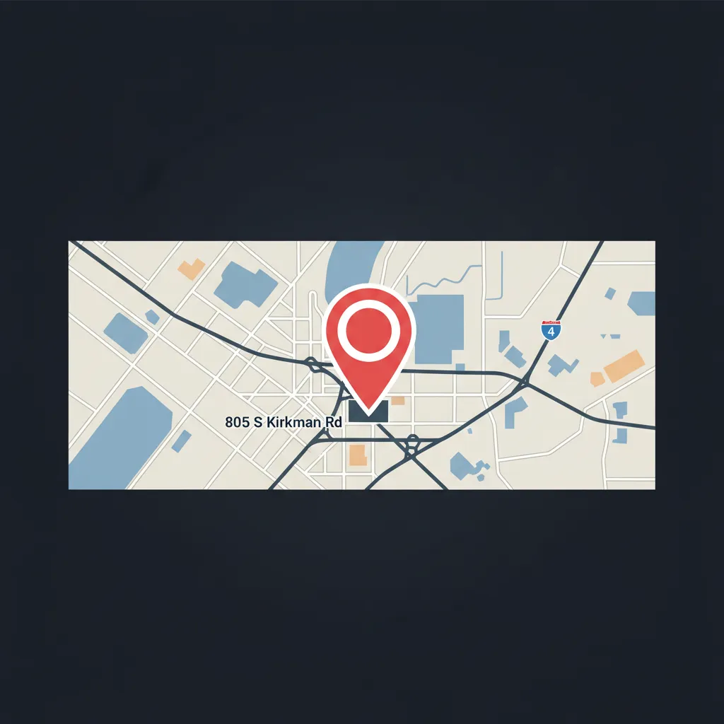 Map illustration of 805 S Kirkman Rd, Suite 201, Orlando, FL