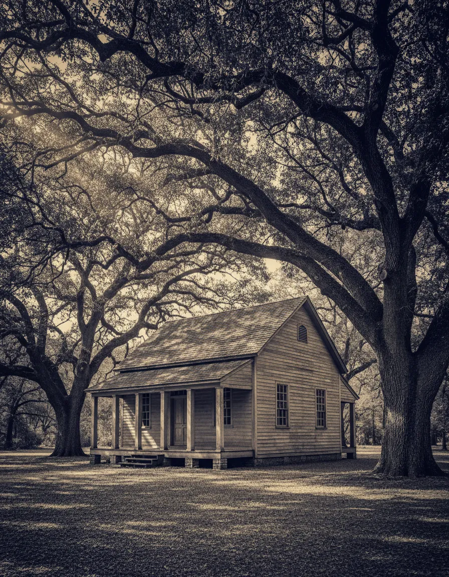 Historical photo representing the first Masonic Lodge built by the Antioch Colony