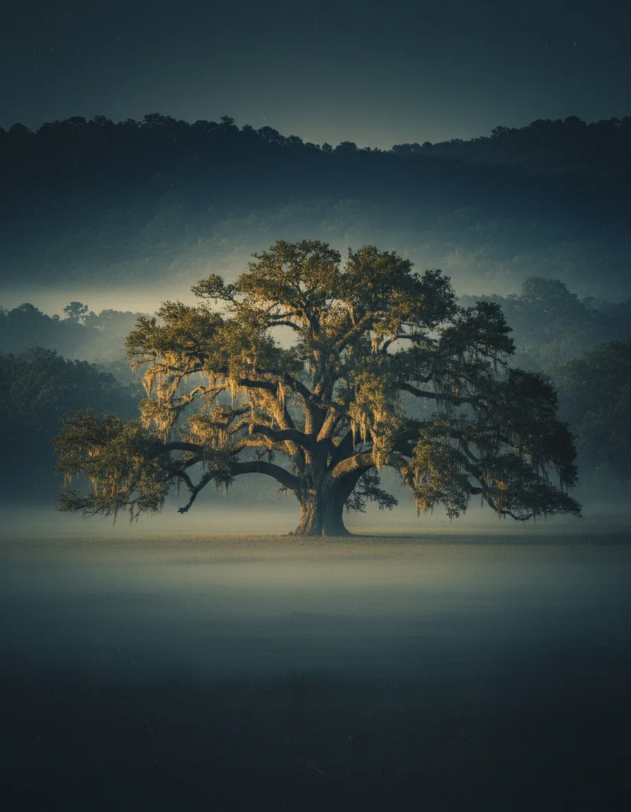 Majestic oak tree representing the founding of Texas Masonry in Brazoria