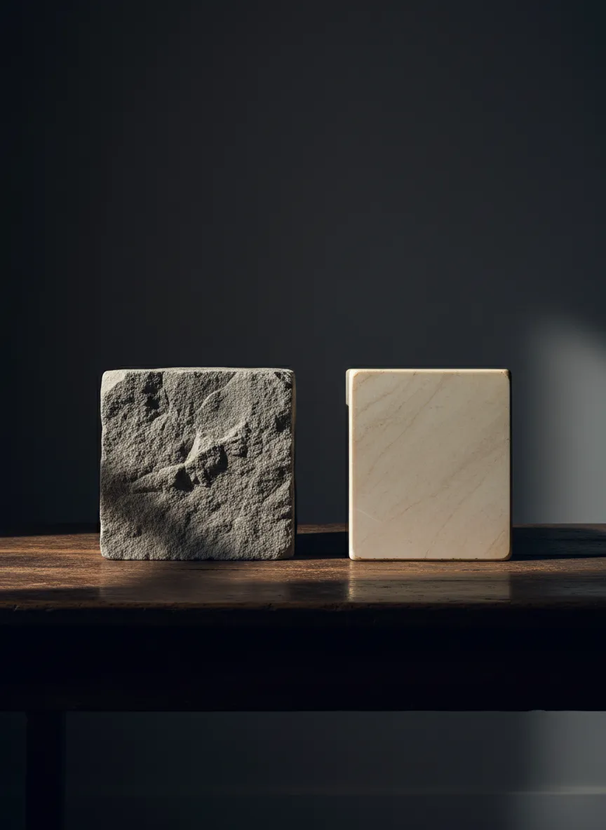 A polished ashlar stone