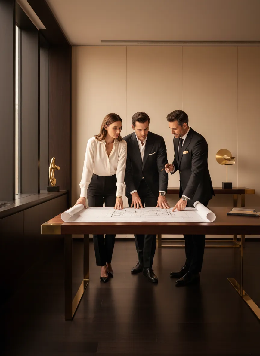 Luxurious property interior during private consultation
