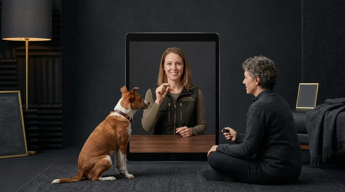 Remote virtual canine training consultation and video analysis